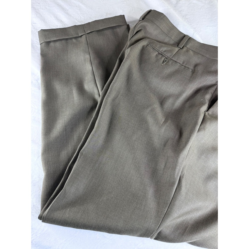 John Henry Dress Pants Mens 36 Taupe Excellent Pleated Cuffed‎ Trousers